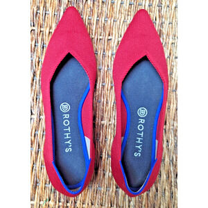Rothy's The Point Flat 10.5 Red Knit Pointed Toe Ballet Slip On Shoes Washable